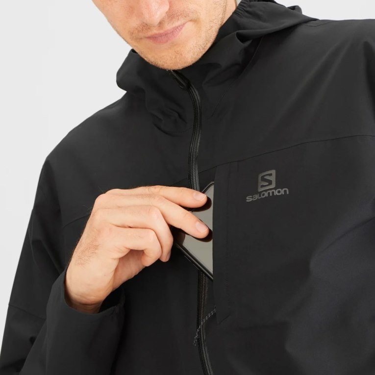 Black Salomon Outrack Waterproof 2.5L Men's Shell Jackets | IE FQ6039